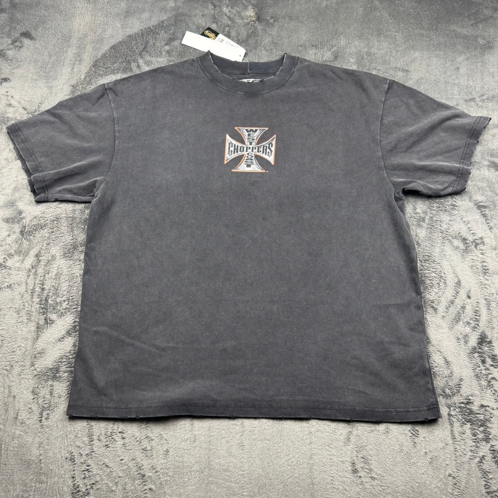 West Coast Choppers Jesse James Washed Black Graphic Tee Shirt XL New Distressed